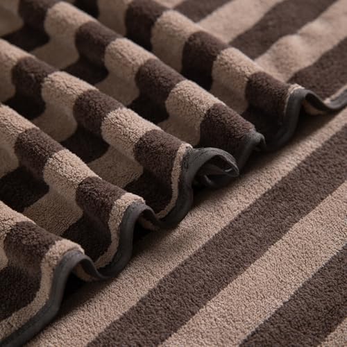 Oliven 18 Pcs Brown Cabana Stripe Towel Set