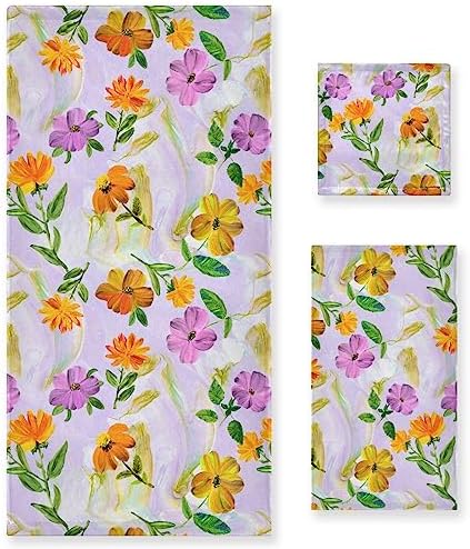 Senya Flower Bath Towels Set of 3 1