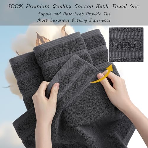 QAJ 16-Piece Bath Towels Set - 100 Cotton Soft and Durable