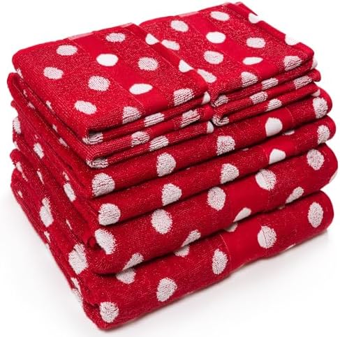 Beachland Reversible Polka Dot Bath Towel Set - 8 Pack