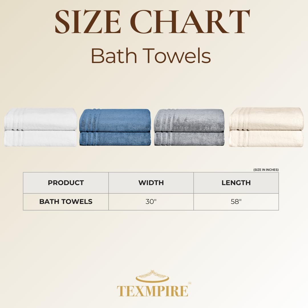 Luxury Bath Towel Set 2 Pieces 30x58 Inches Organic Turkish Cotton