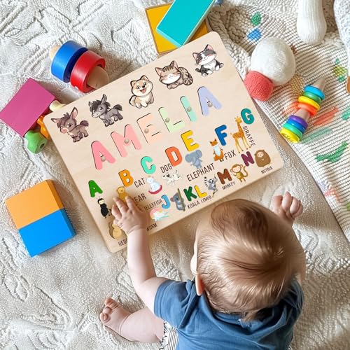 Personalized Wooden Name Puzzles for Baby Boys and Girls