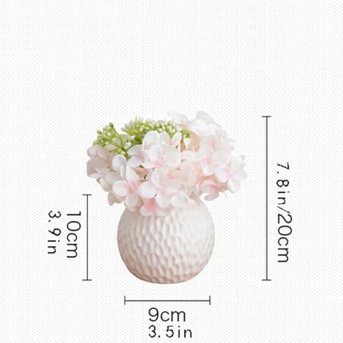 Fake Hydrangea Artificial Flowers with Ceramic Vase 1