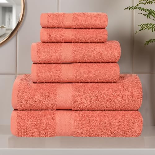 Superior 6-Piece Cotton Towel Set with Chevron Trim