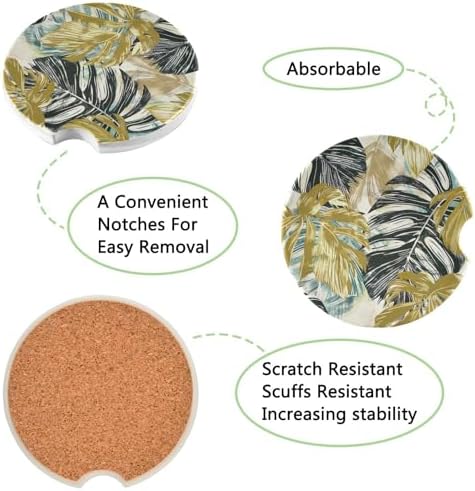 Takiito Palm Leaves Car Coasters 2 Pack