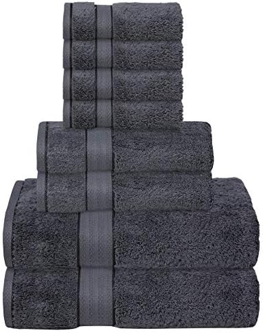 GLAMBURG 700 GSM 8-Piece Towel Set - Charcoal Grey Luxury