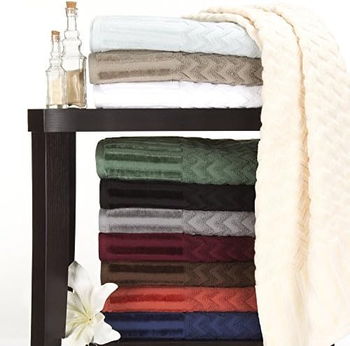 Lavish Home 6-Piece Cotton Bath Towel Set - Brick Chevron Patterned