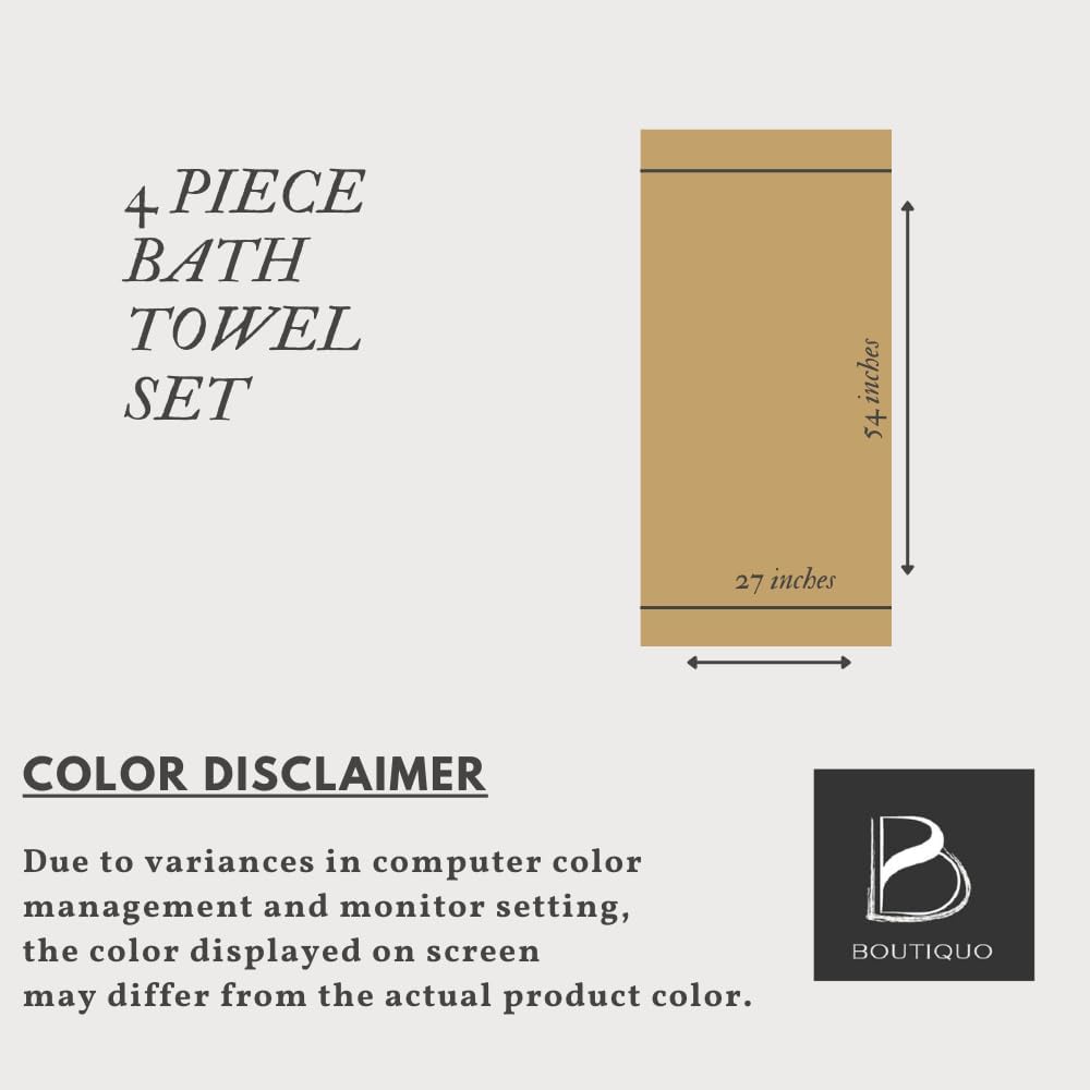 BOUTIQUO Premium Cotton 4 Pack Bath Towel Set - Charcoal Grey 1