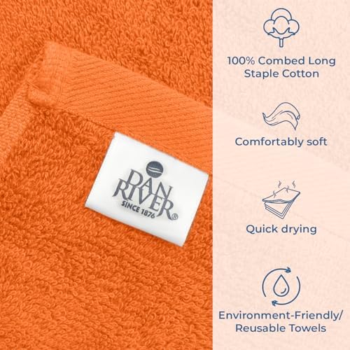 DAN RIVER 100 Cotton Bath Towels 27x54 4-Pack Orange