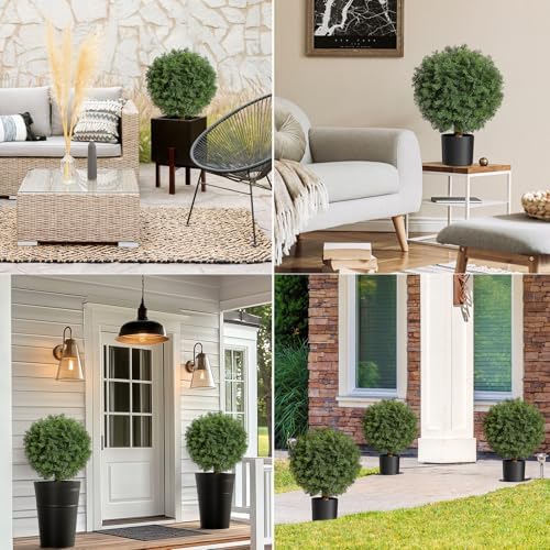 GarveeHome 24 Artificial Cedar Topiary Ball Tree 2 Pack