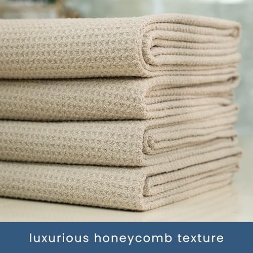 ST INC Premium Waffle Bath Towels 4 Pack Tan