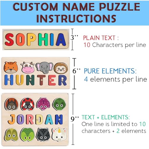 Personalized Wooden Name Puzzle For Kids 1-3 Years