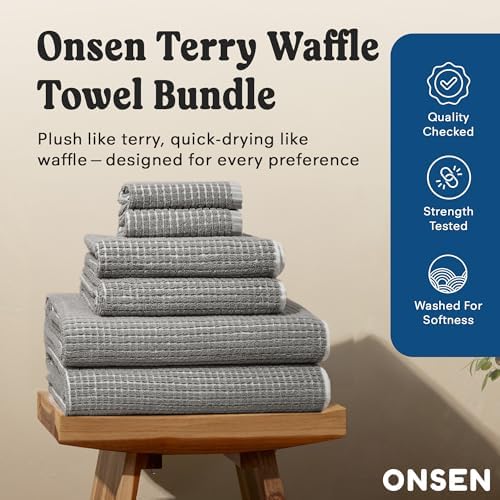 ONSEN Terry Cotton Bath Towel Set - Quick Drying Lightweight