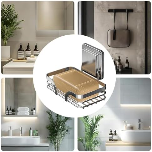 Suction Soap Holder with Hooks for Shower and Sink