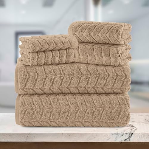 Elegant Comfort 6-Piece Turkish Cotton Towel Set - Taupe
