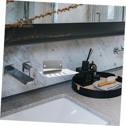 Ciieeo Drainage Soap Dish Wall Mount Holder No-Screw Design Universal Fit