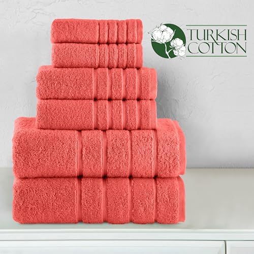Elegant Comfort 4 Lines Viscose Stripe 6-Piece Luxury Towel Set