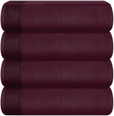 Belizzi Home Ultra Soft 4 Pack Bath Towels - 27x54 Inches Burgundy