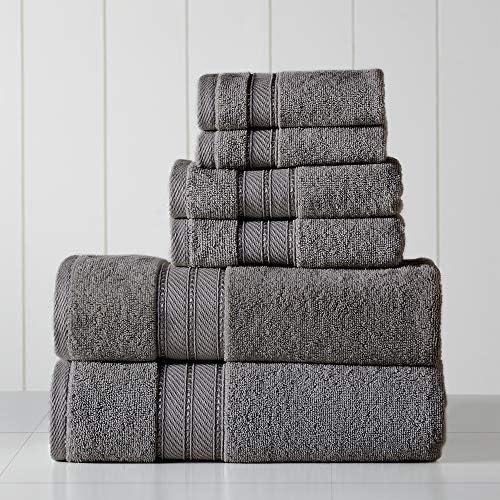 Modern Threads - 6-Piece Combed Cotton Towel Set in Charcoal