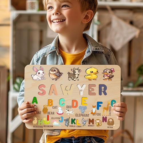 Personalized Wooden Name Puzzle for Baby Boy or Girl