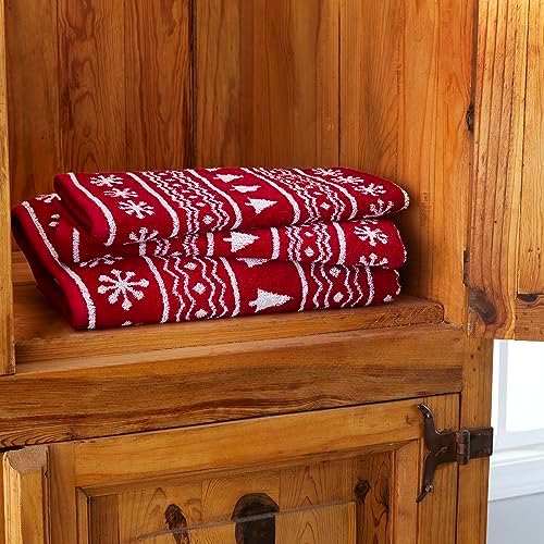 SKL Home Winter Fair Isle Bath Towel Red
