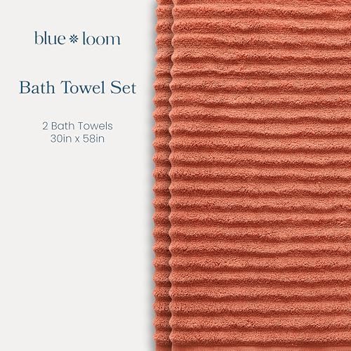Blue Loom Ribbed Bath Towel Set of 2