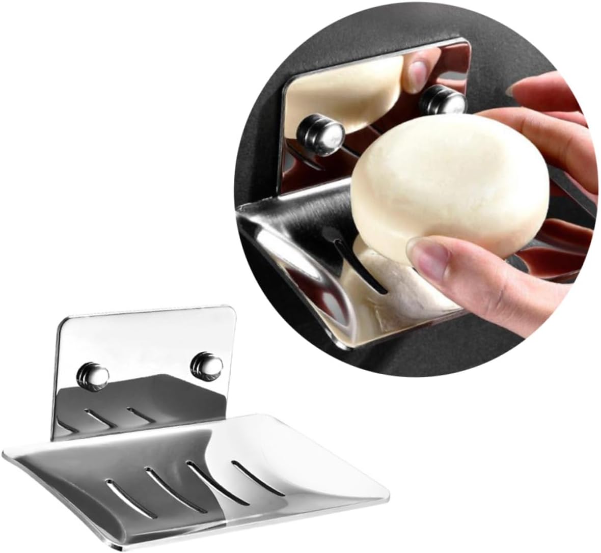 Healifty Modern Stainless Steel Soap Dish Holder for Bathroom Kitchen and Laundry