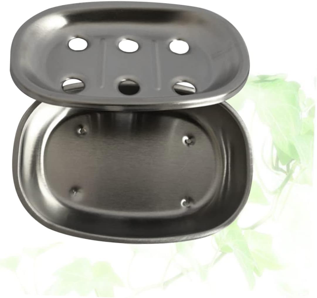 HOOTNEE Premium Stainless Steel Soap Dish Double Layer Box Drainer
