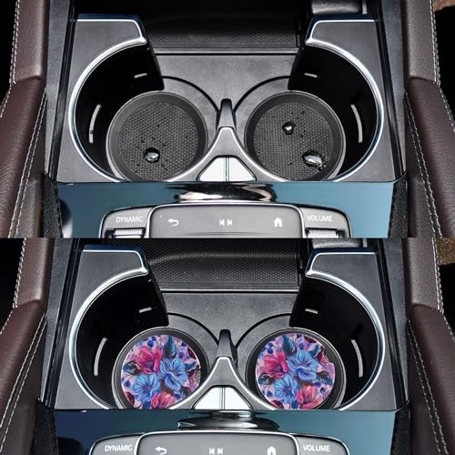 Takiito Retro Floral Car Coasters 2 Pack
