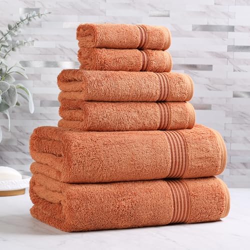 Superior Egyptian Cotton 6-Piece Towel Set Caramel Brown