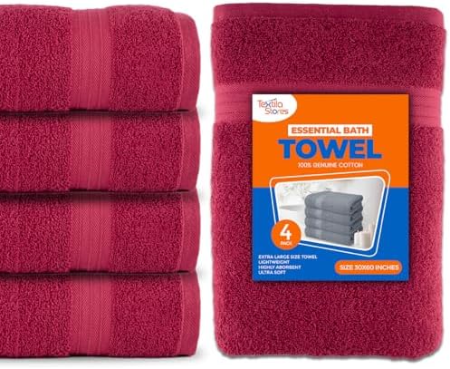 Textila Bath Towels - 30x60 Inch Pack of 4 1