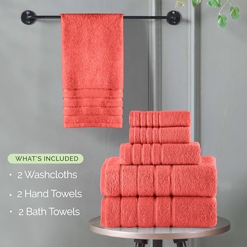 Elegant Comfort 4 Lines Viscose Stripe 6-Piece Luxury Towel Set