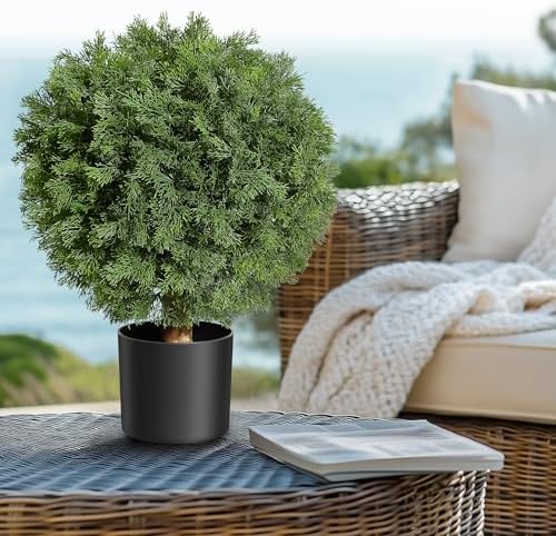 GarveeHome 24 Artificial Cedar Topiary Ball Tree 2 Pack