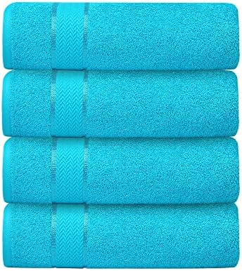 CraftBerry Aqua Blue 100 Cotton Bath Towel Set of 4