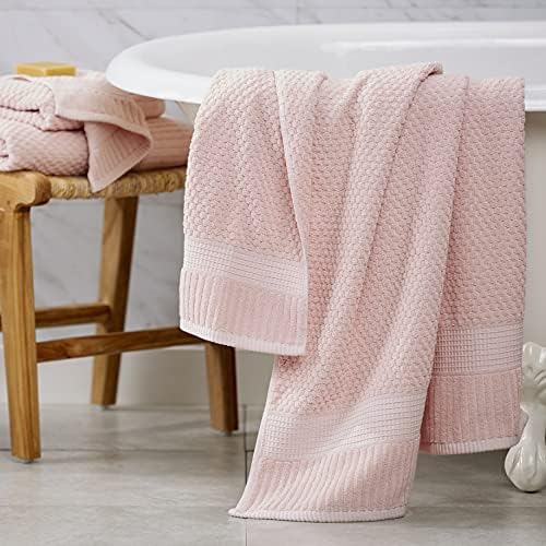 NY Loft 100 Cotton Bath Towel Set 4 Pack Light Pink
