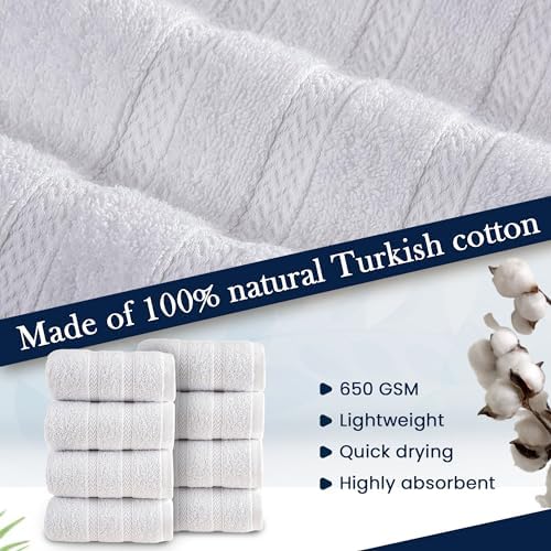 HALLEY Turkish 8 Pack Premium Bath Towels Set