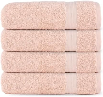 Textila Bath Towels - 30x60 Inch Pack of 4 Light Peach