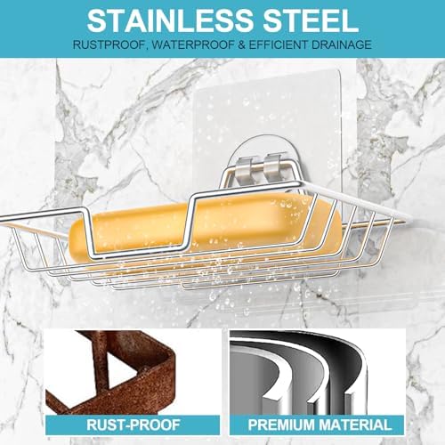 LBshmao-D Silver 304 Stainless Steel Soap Dish Holder