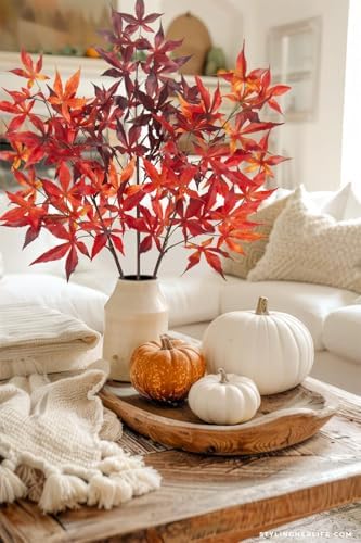 3Pcs Artificial Maple Leaf Branches 30 Fall Decor Stems