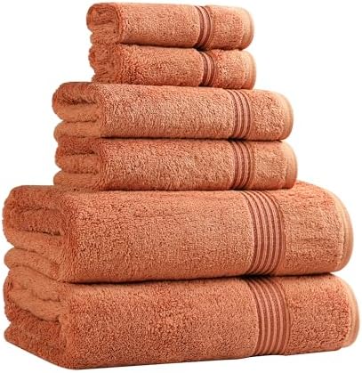 Superior Egyptian Cotton 6-Piece Towel Set Caramel Brown