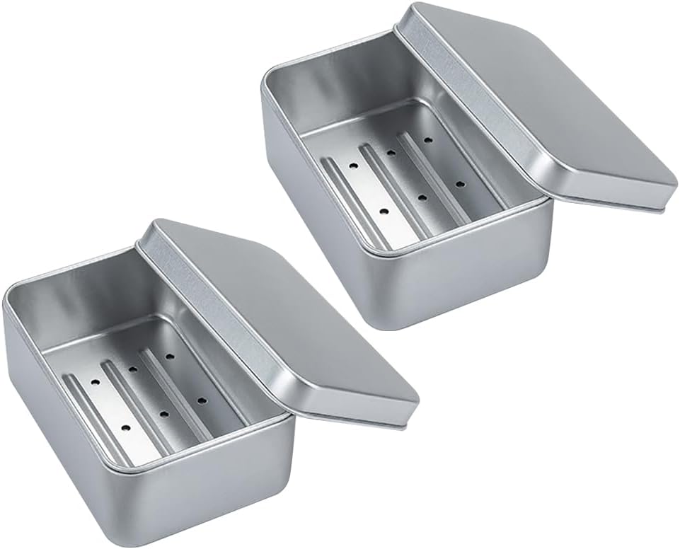GSHLLO 2 Pcs Reusable Aluminum Soap Tins 1