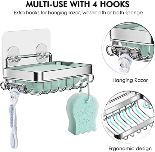 Senmubery 2Pcs Shower Wall Soap Dish Holder with Hooks 1