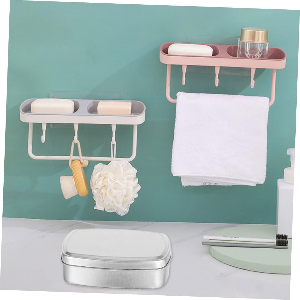 HOMSFOU 4Pcs Durable Aluminum Soap Holders