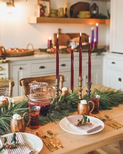 Wine Red Spiral Taper Candles Set of 4