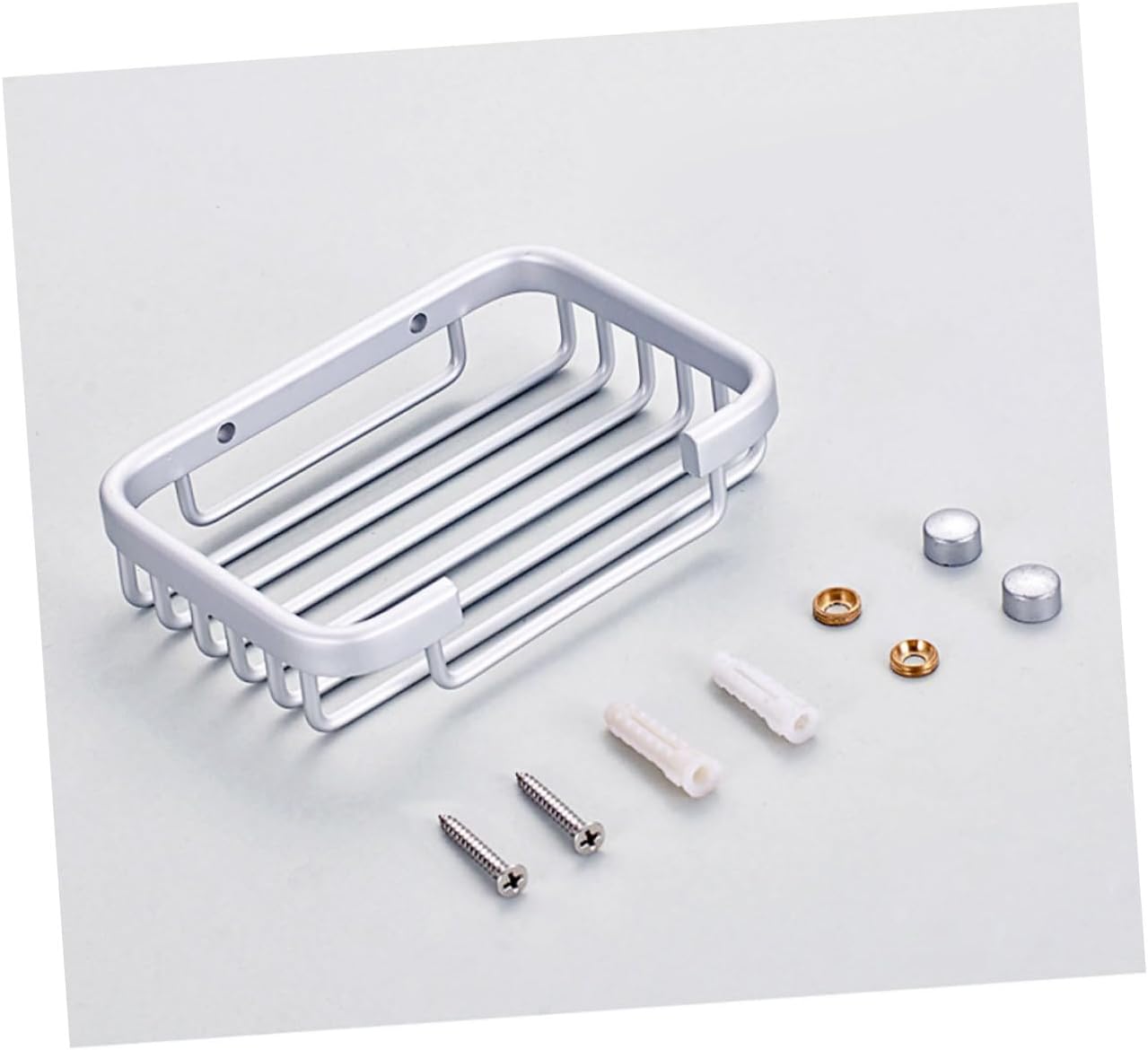 Brushed Aluminum Soap Rack with Sponge Holder and Storage Baskets