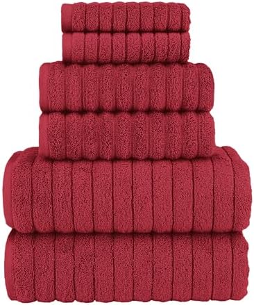 Elegant Comfort Turkish Cotton 6-Piece Bath Towel Set Burgundy