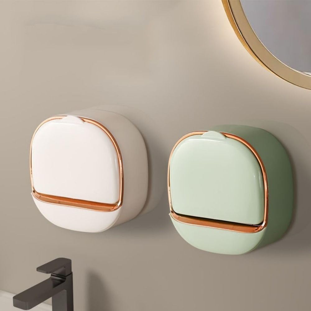 Wall-Mounted Soap Holder with Drain Tray - White 1