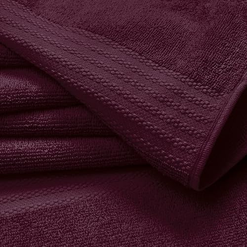 GLAMBURG Premium Cotton 4 Pack Bath Towel Set - Burgundy