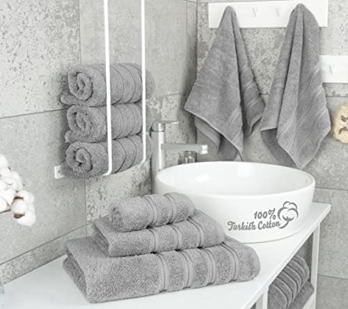 American Soft Linen 6 Piece Towel Set and 20X34 Bath Mat Bundle