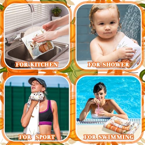 Preboun 3 Pack Autumn Pumpkin Bath Towels Set 1